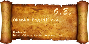 Okenka Boglárka névjegykártya
